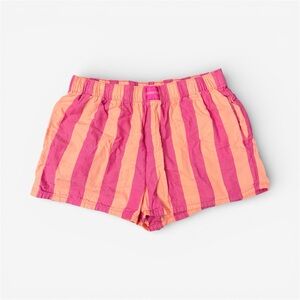 Joyspun Women’s Boxer Shorts Striped Pink and Orange Sleep Shorts Size Small